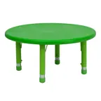 image of Flash Furniture YU-YCX-007-2-ROUND-TBL-GREEN-GG 33" Round Preschool Activity Table, Adjustable 14.5-23.75"H, Plastic Top, Green