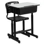 image of Flash Furniture YU-YCX-046-09010-GG Adjustable Student Desk & Chair Set, 23.6W x 17.7D Desk, 396 lb Capacity, Gray & Black