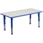image of Flash Furniture YU-YCY-060-RECT-TBL-BLUE-GG 47" Rectangular Preschool Activity Table, 220 lb, Blue/Grey, Adjustable 14.5-23.5"H