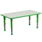 image of Flash Furniture YU-YCY-060-RECT-TBL-GREEN-GG 47" Rectangular Preschool Activity Table, 220 lb, Green/Grey, Adjustable 14.5-23.5" Height