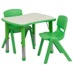 image of Flash Furniture YU-YCY-098-0032-RECT-TBL-GREEN-GG Preschool Activity Table Set, 26x22, Adjustable Height, 220 lb Capacity, Laminate Top, Green