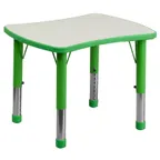 image of Flash Furniture YU-YCY-098-RECT-TBL-GREEN-GG 26x22 Rectangular Preschool Activity Table, 220 lb, Green/Grey, Adjustable 14.5-23.5 Height