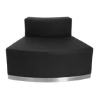 image of Flash Furniture ZB-803-OUTSEAT-BK-GG Hercules Alon Convex Chair, Modular, Black LeatherSoft Upholstery, Brushed Stainless Steel