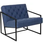 image of Flash Furniture ZB-8522-BL-GG Hercules Madison Series Lounge Chair, Retro Blue LeatherSoft Upholstery, Black Powder Coated Frame