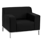 image of Flash Furniture ZB-DEFINITY-8009-CHAIR-BK-GG Hercules Definity Series Chair, LeatherSoft Upholstery, Black, Stainless Steel Frame