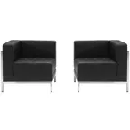 image of Flash Furniture ZB-IMAG-SET10-GG Hercules Imagination Series Corner Chair Set, 28.5Wx28.5Dx27.5H, LeatherSoft Upholstery, Stainless Steel Accents, Black