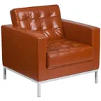 image of Flash Furniture ZB-LACEY-831-2-CHAIR-COG-GG Hercules Lacey Series Cognac LeatherSoft Upholstered Lobby Chair