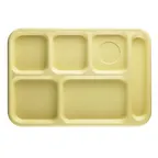 image of Cambro 10146CW145 School Tray – 6‑Compartment, 10" x 14½" Polycarbonate, Yellow, Dishwasher Safe