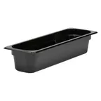 image of Cambro 24LPCW110 Food Pan – 5.3 Qt (1/2 Size Long), 4" Deep, Black Polycarbonate, NSF