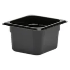 image of Cambro 64CW110 Food Pan – 1/6 Size, 1.6 Qt, 4" Deep, Black Polycarbonate, NSF
