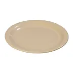 image of Carlisle 4350125 Dallas Ware 9" Tan Reusable Melamine Dinner Plate, Reinforced Rim, Stackable