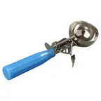 image of Carlisle 60300-16 Disher - 2-3/4 oz, 2-1/4" Dia, Blue Thumb-Press, 18/8 Stainless, Plastic Handle