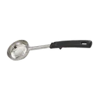 image of Vollrath 61155 Spoodle® Portion Spoon, 2 Oz Stainless Steel, Black Grip ’N Serv® Handle, 12½" Length