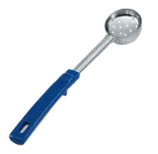 image of Vollrath 62155 Spoodle Spoon 2 Oz Perforated Stainless Steel 12-1/2" Length Blue Grip ’N Serv Handle