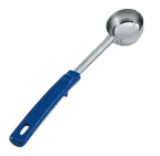 image of Vollrath 62157 Spoodle 2 Oz Stainless Steel Spoon with Blue Grip N Serv Handle, 12-1/2" Made in USA