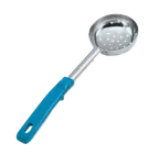 image of Vollrath 62175 Spoodle 6 Oz Perforated Stainless Spoon Teal Grip ’N Serv Handle, 13-13/16" Length