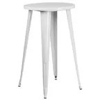 image of Flash Furniture CH-51080-40-WH-GG 24" Round Bar Height Table, White Powder Coat, Metal Legs, Indoor/Outdoor