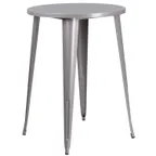image of Flash Furniture CH-51090-40-SIL-GG 30" Round Bar Height Table, Silver, Metal, 41"H