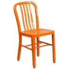 image of Flash Furniture CH-61200-18-OR-GG Outdoor Restaurant Chair, 500 lb, Slat Back, Galvanized Steel, Orange
