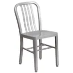 image of Flash Furniture CH-61200-18-SIL-GG Commercial Outdoor Restaurant Chair, 500 lb. Capacity, Silver, Galvanized Steel Frame, Slatted Back