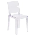 image of Flash Furniture OW-SQUAREBACK-18-GG Outdoor Ghost Chair, 330 lb, Square Back, Polycarbonate, Transparent Crystal