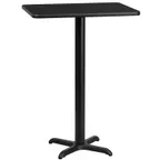 image of Flash Furniture XU-BLKTB-2430-T2222B-GG 30x24 Rectangular Bar Height Table, Black Laminate, PVC Edge, 43-1/8H