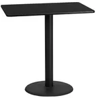 image of Flash Furniture XU-BLKTB-2442-TR24B-GG 42"W Bar Height Rectangular Table, Black Laminate, MDF, 43-1/8"H