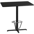 image of Flash Furniture XU-BLKTB-3042-T2230B-3CFR-GG 42" Rectangular Bar Height Table, Black Laminate, 43"H, MDF Top, Cast Iron Base