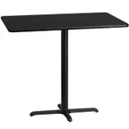 image of Flash Furniture XU-BLKTB-3048-T2230B-GG 48"W Rectangular Black Laminate Bar Height Table, 30"D, MDF Top, PVC Edge, Cast Iron Base