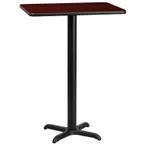 image of Flash Furniture XU-MAHTB-2430-T2222B-GG 30x24 Rectangular Bar Height Table, Mahogany Laminate, Black PVC Edge, 43-1/8H