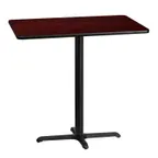 image of Flash Furniture XU-MAHTB-3042-T2230B-GG 42" Rectangular Bar Height Table, Mahogany Laminate, Black PVC Edge, 43-1/8"H