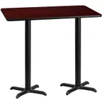 image of Flash Furniture XU-MAHTB-3060-T2222B-GG 60" Rectangular Bar Height Table, Mahogany Laminate, Black PVC Edge, 30"D x 43-1/8"H
