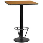 image of Flash Furniture XU-NATTB-3030-TR18B-3CFR-GG 30x30 Square Bar Height Table, Natural Laminate, Black PVC Edge, 18 Dia. Round Base