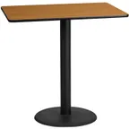 image of Flash Furniture XU-NATTB-3048-TR24B-GG 48" Rectangular Bar Height Table, Natural Laminate, 30"D x 43-1/8"H, PVC T-Mold Edge