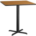 image of Flash Furniture XU-NATTB-4242-T3333B-GG 42" Square Bar Height Table, Natural Laminate, Black PVC Edge, 43-1/8"H