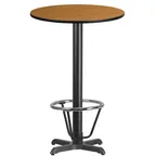image of Flash Furniture XU-RD-24-NATTB-T2222B-3CFR-GG 24" Round Bar Height Table, Natural Laminate Top, Black PVC Edge, 43-1/8"H