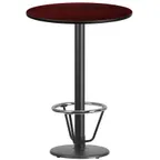image of Flash Furniture XU-RD-30-MAHTB-TR18B-3CFR-GG 30" Round Mahogany Bar Height Table, MDF Top, Black PVC Edge, 43"H