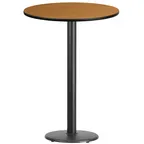 image of Flash Furniture XU-RD-30-NATTB-TR18B-GG 30" Round Bar Height Table, Natural Laminate Finish, 43-1/8"H
