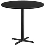 image of Flash Furniture XU-RD-42-BLKTB-T3333B-GG 42" Round Black Laminate Bar Height Table, Pedestal Base, MDF Top, PVC Edge
