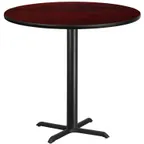 image of Flash Furniture XU-RD-42-MAHTB-T3333B-GG 42" Round Mahogany Bar Height Table, MDF Top, Black PVC Edge, 33" X-Base