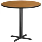 image of Flash Furniture XU-RD-42-NATTB-T3333B-GG 42" Round Bar Height Table, Natural Laminate Finish, 43-1/8"H, Four Point Base