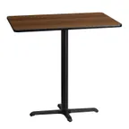 image of Flash Furniture XU-WALTB-3042-T2230B-GG 42" Walnut Rectangular Bar Height Table, MDF Top, Black PVC Edge, 43-1/8"H