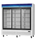 image of Blue Air BGM69SLW-HC 78" Merchandiser Refrigerator, 61 cu ft, White, Sliding Glass Doors, 3/4 HP, 115V
