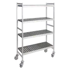 image of Fermod 4R38B71M Mobile Shelving Unit, 4-Tier, 71" H x 38" W x 18" D, 250 lb