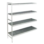image of Fermod 4R59C83-E Fermostock® 4‑Tier Shelving Kit, 83x59x22 in, Gray Shelves, 800 lb per Shelf, Aluminum Post, NSF