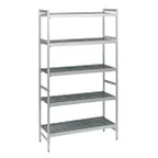 image of Fermod 5R42B83 5‑Tier Polymer Shelving Unit, 83"H x 42"W x 18"D, 800 lb Max Load, NSF‑Certified, Gray