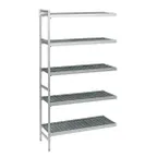 image of Fermod 5R52C83-E 5‑Tier Gray Shelving Unit Expansion Kit, 83"H x 52"W x 22"D 800 lb Max Aluminum Uprights Perforated NSF