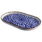 image of GET PA134I997706 Rustic Indigo China Tray, 13.9" x 8.5" Rectangular, 13" Long, 8" Short