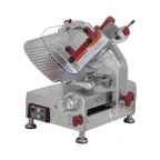 image of Omcan USA 13654 - 12" Carbon Steel Meat Slicer, Belt Driven, 1/2 HP Motors, Anodized Aluminum Body, NSF