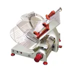 image of Omcan USA 31438 Meat Slicer – 13” Aluminum Blade, Gear‑Driven, Manual Feed, 0‑0.55” Thickness, 1/2 HP, 120V,